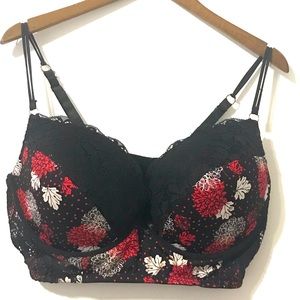Body Frosting Sexy Black Lace Floral Bra size 44D